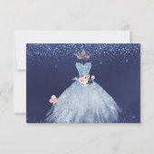 Quinceanera Save the Date Dusty Blue Gown Einladung (Rückseite)