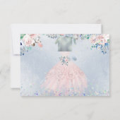 Quinceanera Save the Date Dusty Pink Blue Peonera Einladung (Rückseite)