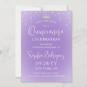 Quinceañera Save the Date Elegant Lilac Purple Magneteinladung (Vorderseite)