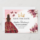 Quinceanera Save the Date Floral Burgund (Vorderseite)