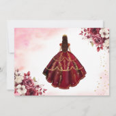 Quinceanera Save the Date Floral Burgund (Rückseite)