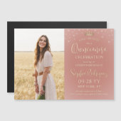 Quinceañera Save the Date Foto Rose Gold Glitzern Magneteinladung (Vorne/Hinten)