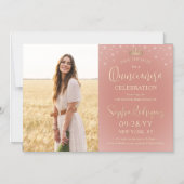 Quinceañera Save the Date Foto Rose Gold Glitzern Magneteinladung (Vorderseite)