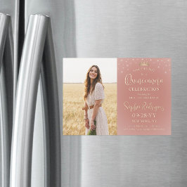 Quinceañera Save the Date Foto Rose Gold Glitzern Magneteinladung