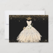 Quinceanera Save the Date Gold Imitate Glitzer Gou Einladung (Rückseite)