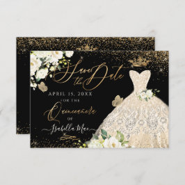 Quinceanera Save the Date Gold Imitate Glitzer Gou Einladung