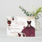 Quinceanera Save the Date Green Imitats Glitzer Go Einladung (Stehend Vorderseite)