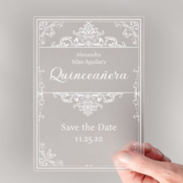 Quinceañera - Save the Date Light Blue Elegant Acryleinladungen