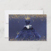 Quinceanera Save the Date Navy Blue Gown Einladung (Rückseite)