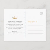 Quinceañera Save the Date Navy Gold Glitzer Crown Einladungspostkarte (Rückseite)