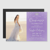 Quinceañera Save the Date Photo Lilac Purple Stars Magneteinladung (Vorne/Hinten)