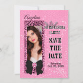Quinceanera Save the Date Pink Cheetah Print Einladung (Vorderseite)