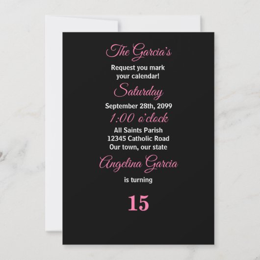 Quinceanera Save the Date Pink Cheetah Print Einladung (Rückseite)