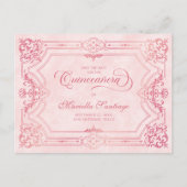 Quinceanera Save the Date rosa Postkarte (Vorderseite)