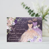 Quinceanera Save the Date Rose Gold Dusty Lila Einladung (Stehend Vorderseite)