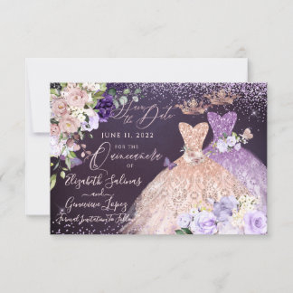 Quinceanera Save the Date Rose Gold Dusty Lila Einladung