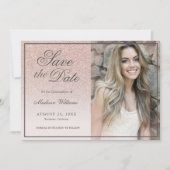 Quinceañera Save the Date Rose Gold Glitzer Foto (Vorderseite)