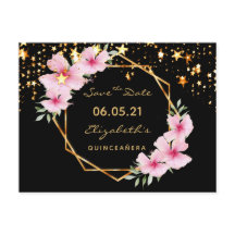 Quinceanera Save the Date tropischer Goldstar