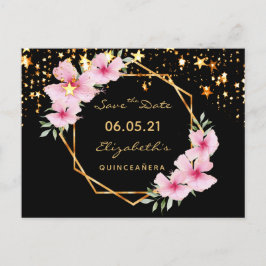 Quinceanera Save the Date tropischer Goldstar Postkarte