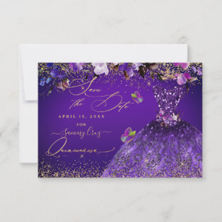 Quinceanera Save the Date Violett Lila Kleid