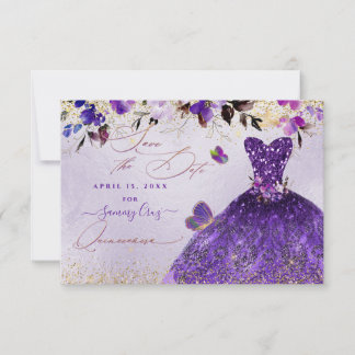 Quinceanera Save the Date Violett Lila Kleid