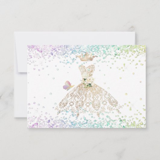 Quinceanera Save the Date White Gold Dress Einladu Einladung (Rückseite)