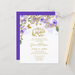 Quinceanera-Schmetterling Budget-Einladung Spanisc