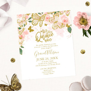 Quinceanera-Schmetterling Budget-Einladung Spanisc