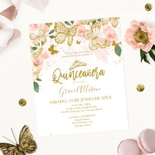 Quinceanera-Schmetterling Budget-Einladung Spanisc