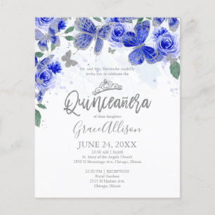 Quinceanera-Schmetterling Budget-Einladung Zweispr