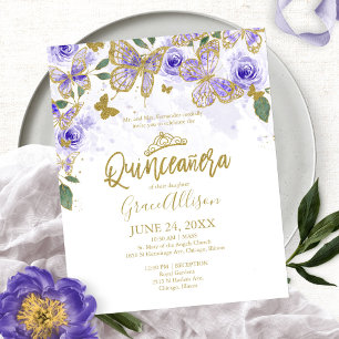 Quinceanera-Schmetterling-Budget-Einladung Zweispr