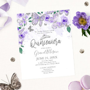 Quinceanera-Schmetterling-Budget-Einladung zweispr