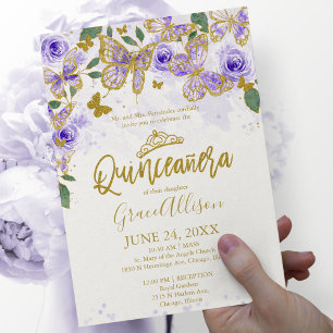 Quinceanera-Schmetterling-Einladung Deutsche Formu Einladung