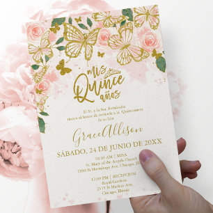 Quinceanera-Schmetterling-Einladung Spanische Form Einladung