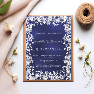 Quinceanera-Schneeflocken blaue elegante Winterpar Einladung
