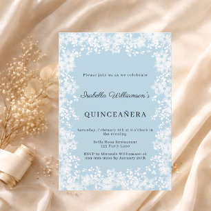 Quinceanera-Schneeflocken blaue elegante Winterpar Einladung