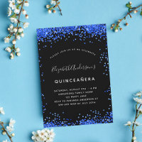 Quinceanera schwarz königsblaue Glitzern Party