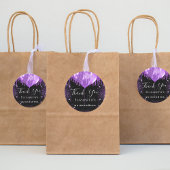 Quinceanera schwarz lila Glitzer Name vielen Dank Runder Aufkleber