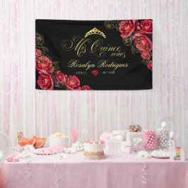 Quinceanera - Schwarz-Rot-Gold-Dekorationen Zeiche Banner