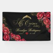 Quinceanera - Schwarz-Rot-Gold-Dekorationen Zeiche Banner (Horizontal)