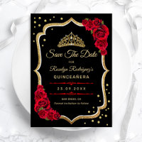 Quinceanera - Schwarz Rot Gold