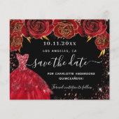 Quinceanera Schwarz-Rot-Kleidung Haushalt Save the Flyer (Vorne)