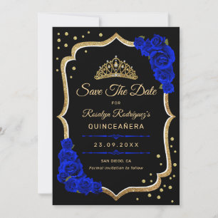 Quinceanera - Schwarz Royal Blau Gold Save The Date