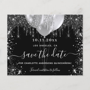 Quinceanera schwarz silber Budget Save-the-Date Flyer