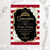 Quinceanera - Schwarz-Weiß-Gold Einladung