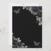 Quinceañera Schwarze Flora Rose Prinzessin Silver Einladung (Rückseite)