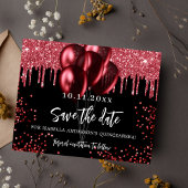 Quinceanera schwarze rote Ballons Save the Date Ka