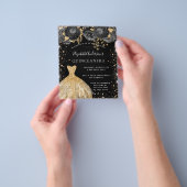 Quinceanera schwarzes Gold Kleid Blumen Einladung Flyer (Gruppe)