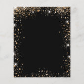 Quinceanera schwarzes Gold Kleid Blumen Einladung Flyer (Hinten)