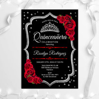 Quinceanera - Schwarzes Silber Rot